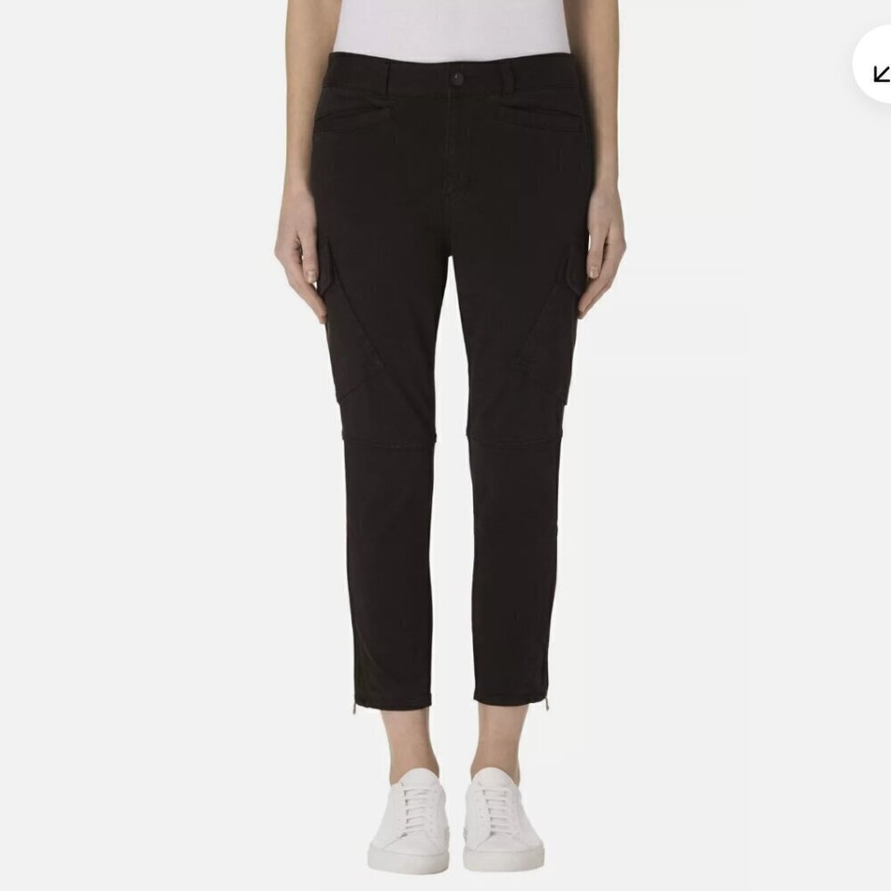J Brand Womens Black High Rise Utility Cargo Pants Size 26 Margho Zip Ankle $248